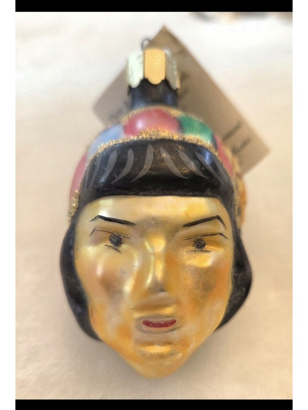 Christopher Radko Geronimo Apache Native American Glass Ornament, Mint w/Tag